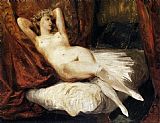 Eugene Delacroix Wall Art - Female Nude Reclining on a Divan